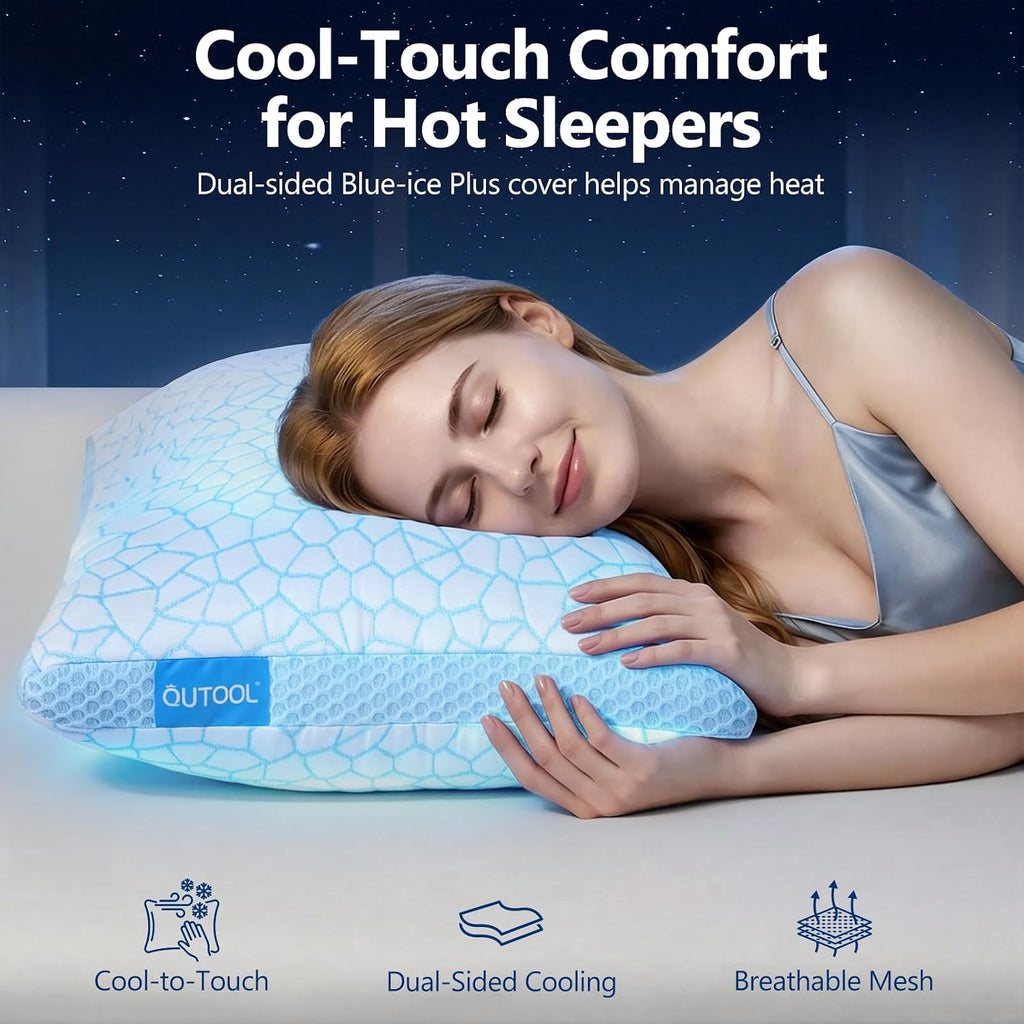 Enhanced Cooling Pillows for Sleeping, CertiPUR-US Shredded Memory Foam Pillows King Size Set of 2 for Hot Sleeper