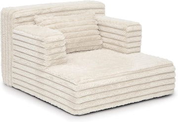 Cozee Chaise Bedtime Lounger Chair in Oatmeal Soft Comfortable Kids Toddler Bedroom Playroom Living Room Relaxation