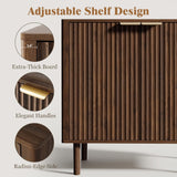 Sideboard Buffet Cabinet with Storage, Modern Fluted Accent Credenza with Doors & Adjustable Shelves