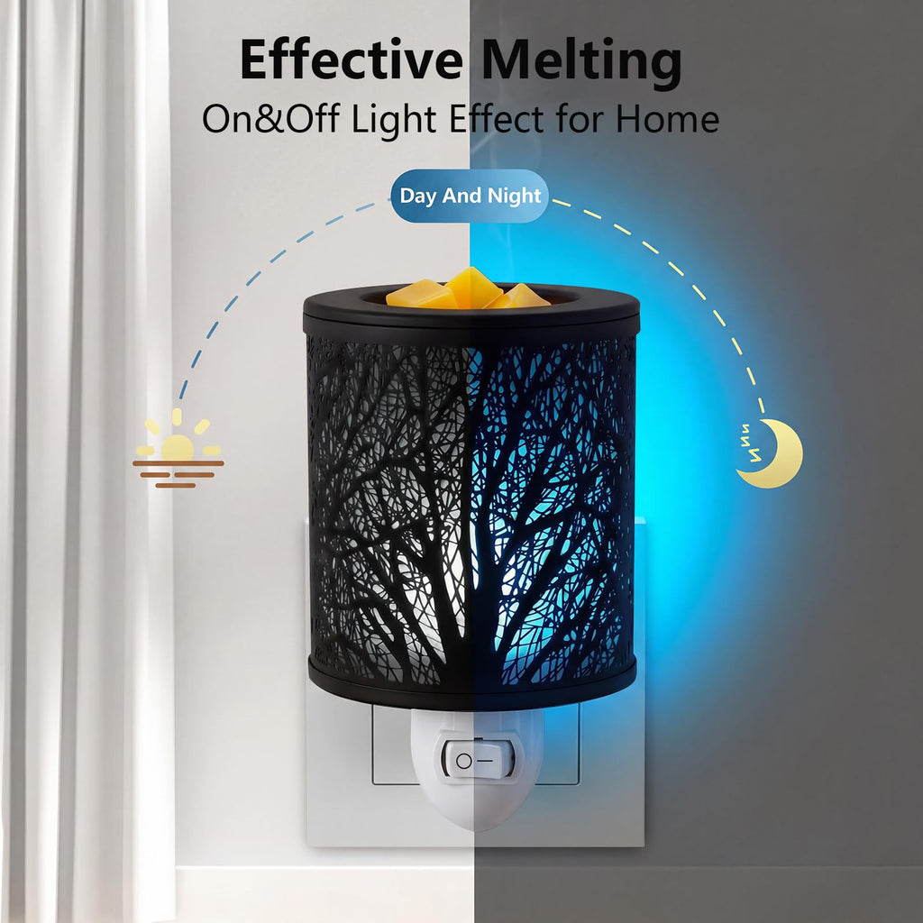 Wax Melt Warmer Plug in Wall- Electric Wax Warmer Plug in with 7 Colors Night Light & Silicone Dish, Plug-in Candle