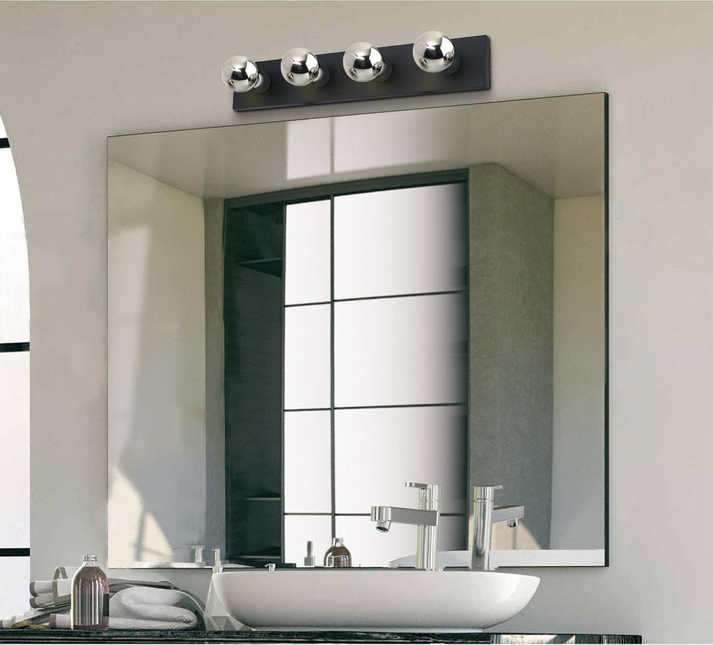 Traditional Four-Light Indoor Vanity Light Fixture, Matte Black