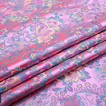 Jacquard Floral Brocade Fabric 75×100cm/28x39in Faux Silk Satin Fabric Chinese Style for Sewing DIY Crafting