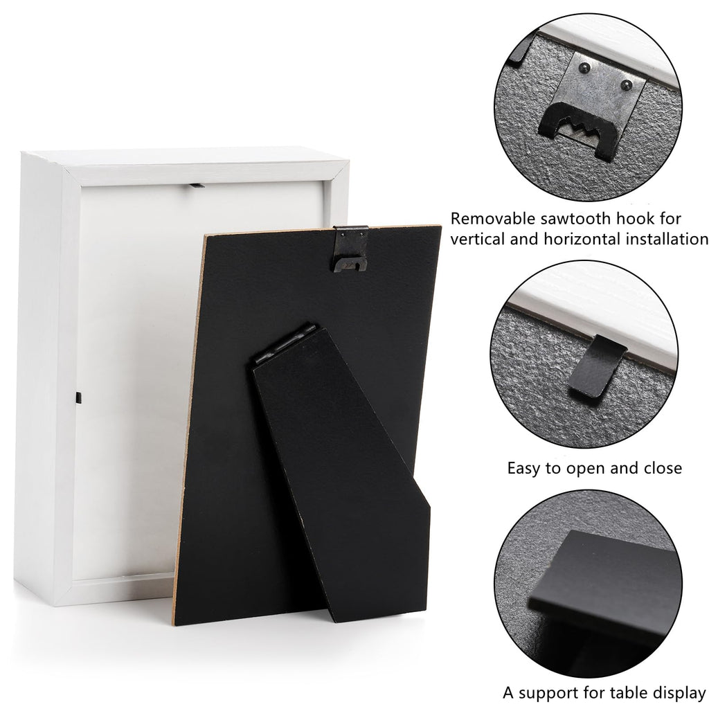 6 Pack 4 x 6 Inches Shadow Box Frame, Small Wood Frame Memory Display Cases, 1.2in Depth Picture Frame Case for Dried