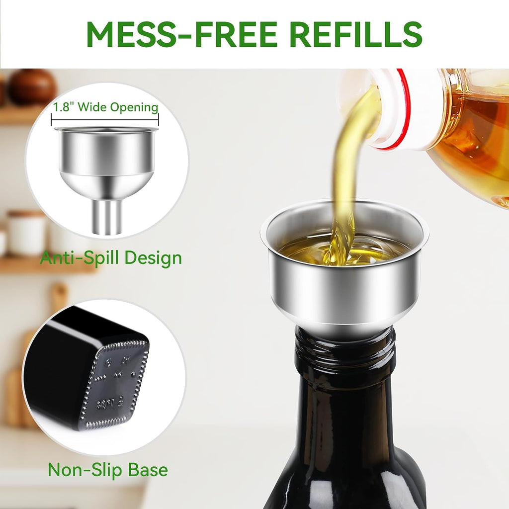 Oil and Vinegar Dispenser Set - 17oz/500ml, White and Black - Set of 2