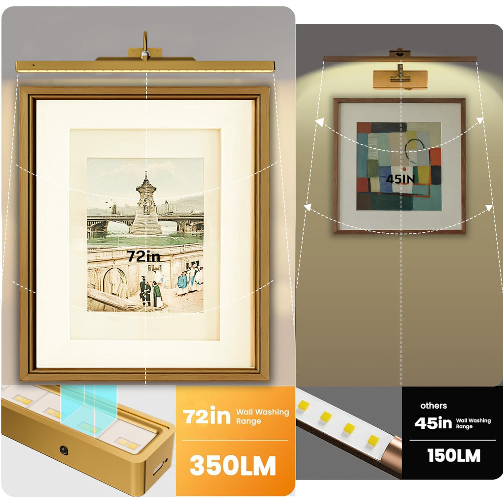 24 Inch Picture Light for Wall - Battery Operated Wireless Wall Sconce with Remote & Timer for Artwork, Portrait