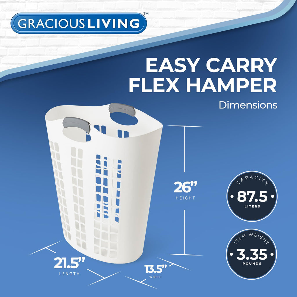 Living Laundry Basket, Easy Carry Flex Collapsible Hamper, 87.5L