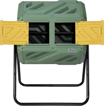43 Gal Outdoor Compost Bin for Garden & Kitchen Waste, Grass Green | Fast Assembly, Dual Chamber with Aeration