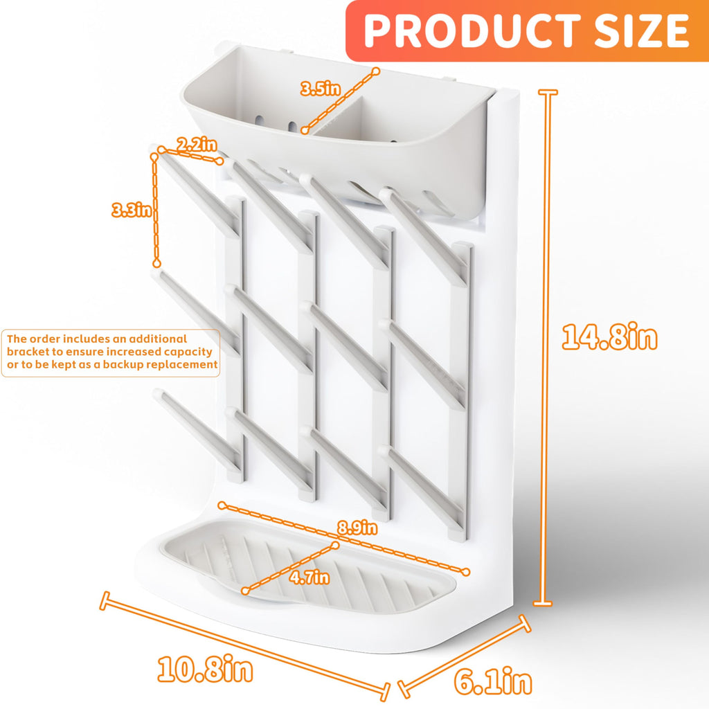 Larger Vertical Baby Bottle Drying Rack - BPA Free - Space Saving Feeding Bottles Drying Rack Holder