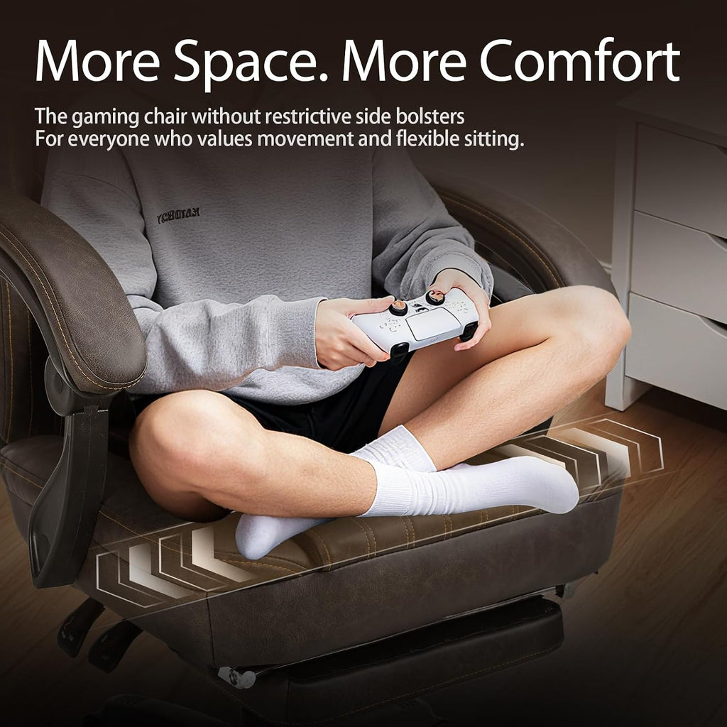 Gaming Chair Breathable PU Leather Gamer Chair with Footrest Massage Lumbar Support, Big and Tall Ergonomic Reclining