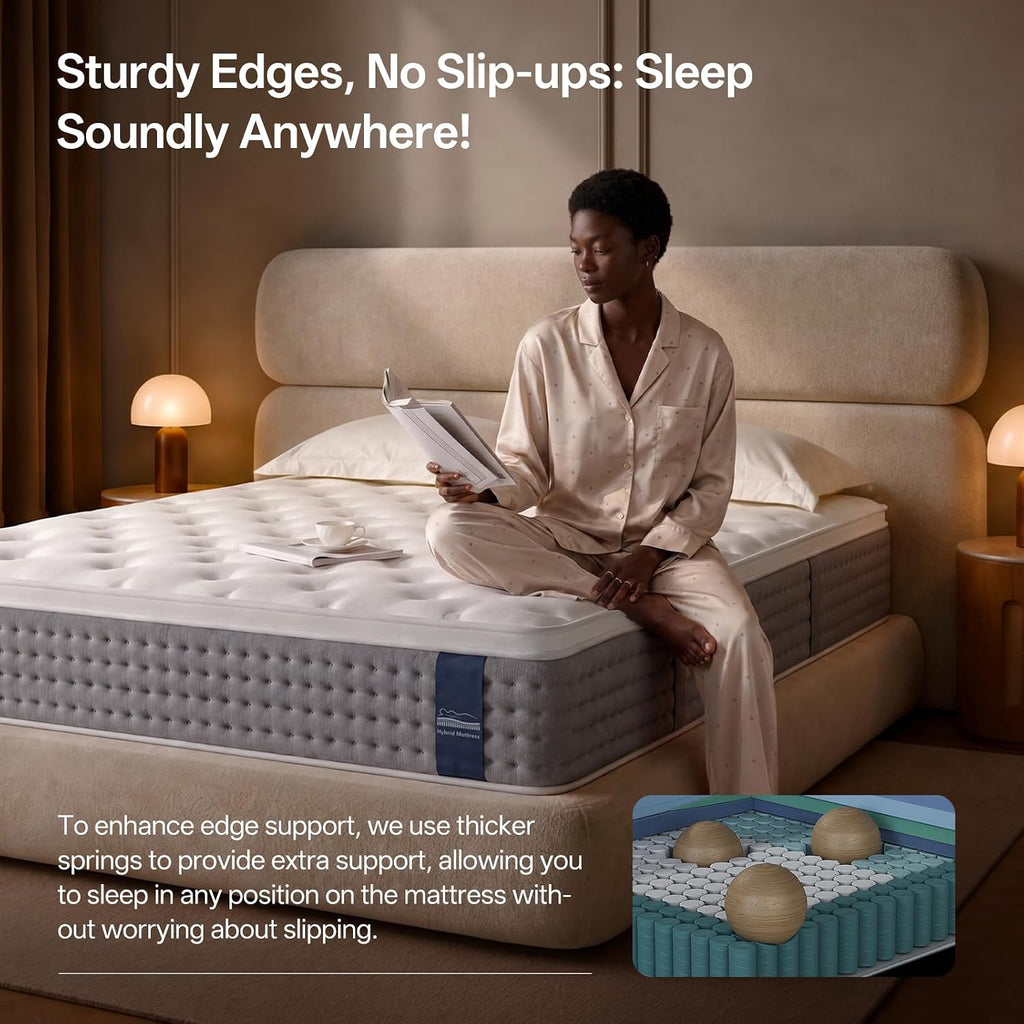 Queen Mattress, 12 Inch Hybrid Mattress with Memory Foam , Medium Firm, | Hybrid Comfort, Medium Zoned Support