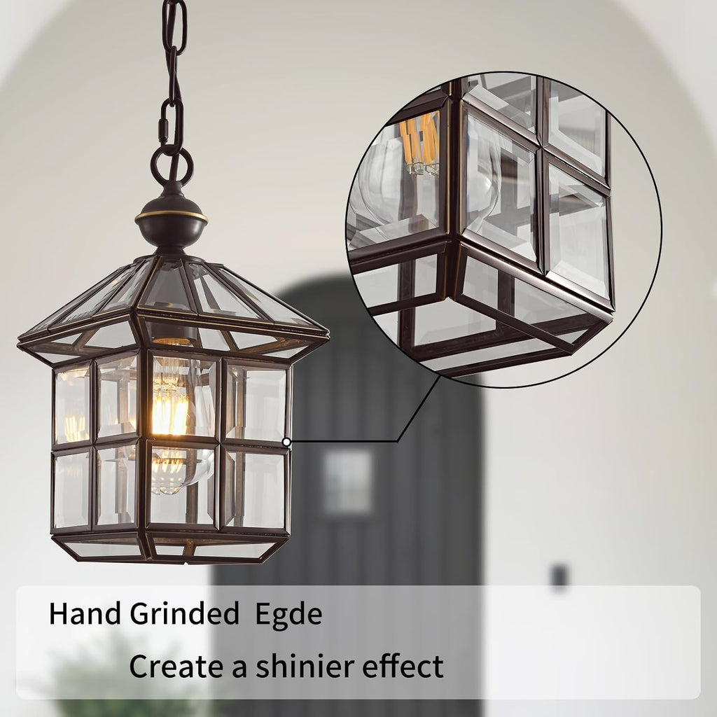 Mi Copper Outdoor Pendant Light 12.6in Exterior Hanging Porch Lights Oil Rubbed Bronze Waterproof Outdoor Chandelier