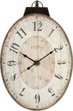 MODE HOME Large French Country Oval Wall Clock for Living Room Decor, Rustic Farmhouse Wall Clock Decorative