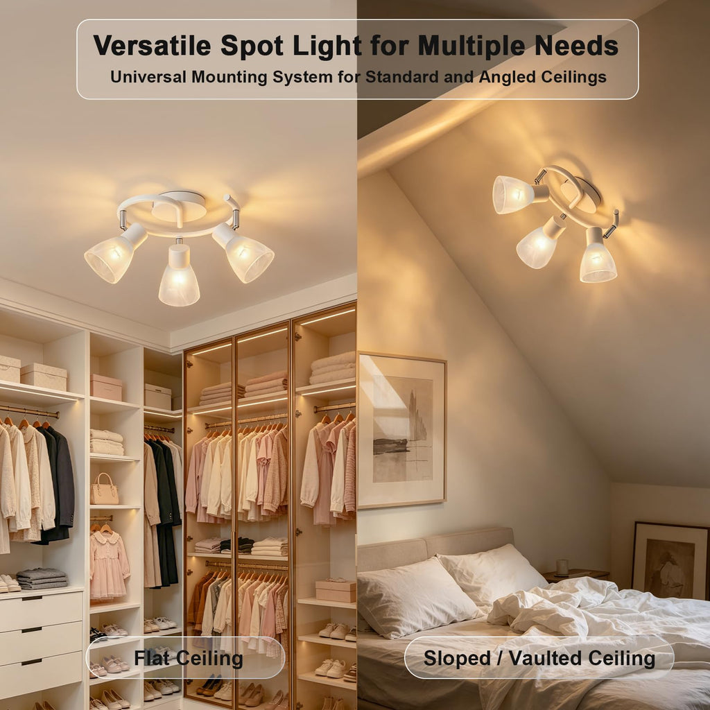 Track Lighting, Modern Glass Ceiling Light Fixture White