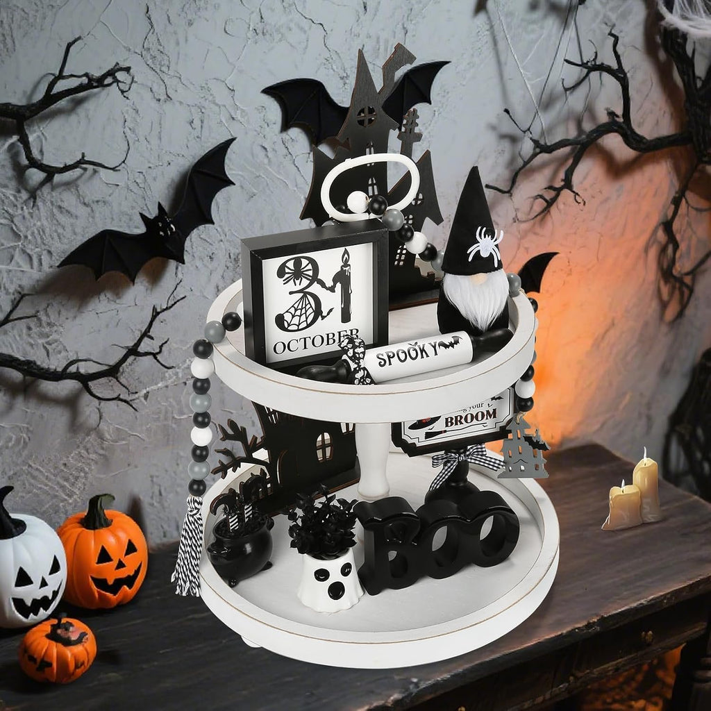 Halloween Decorations Farmhouse Tiered Tray Decor - Set of 8