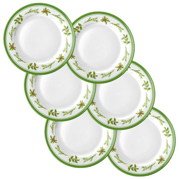 6 Pcs 10" Melamine Christmas Dinner Plate Christmas Wreath Dinnerware