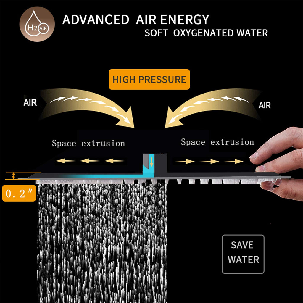 16 In Rain Shower Head High Pressure Rainfall Shower Head Matte Black
