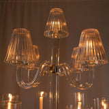 Efavormart Crystal Glass Floor Candelabra - 11-Arm Candle Holder for Taper & Tealight Candles, Classic Ribbed Empire