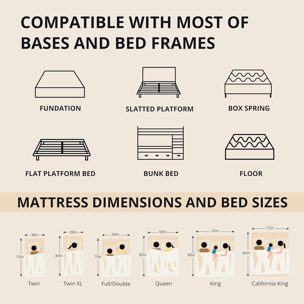 Full 12 inch Memory Foam Cool Mattress for Pain Relief Medium Firm | Fiberglass Free, Copper Gel Infused