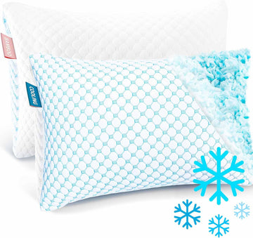 Cooling Pillow for Sleeping 2 Pack, Luxury Shredded Memory Foam Pillows Standard Size Set of 2, Adjustable Cold Gel