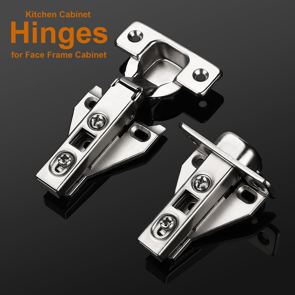16 Pairs(32 Pack) Kitchen Cabinet Hinges for Face Frame Cabinet, Concealed Cabinet Hinges Brushed Satin Nickel with