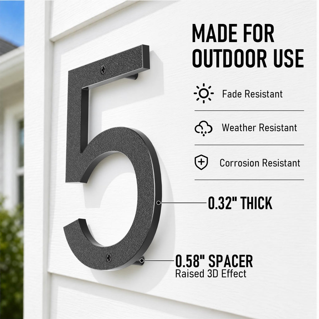 10 Inch Black House Numbers for Outside, Large Address Numbers (B)
