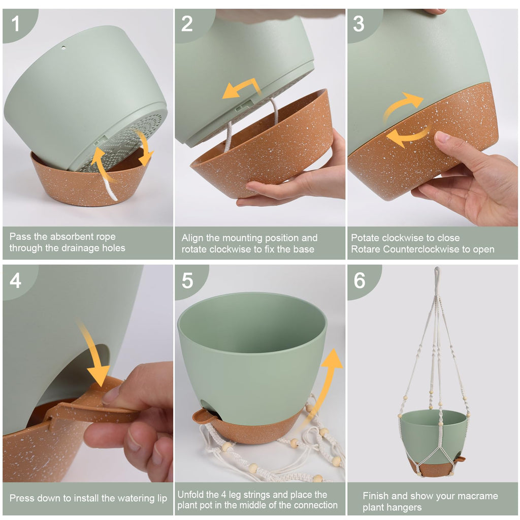 12 Inch Hanging Planters for Indoor Outdoor Plants, Self Watering Hanging Pot with Drainage Holes & Removable Tray