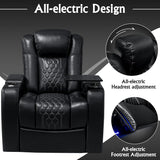 Home Theater Seating,Top-Grain Leather Recliner Sofa, Zero Gravity Power Reclining Couch with Ambient LED Lights