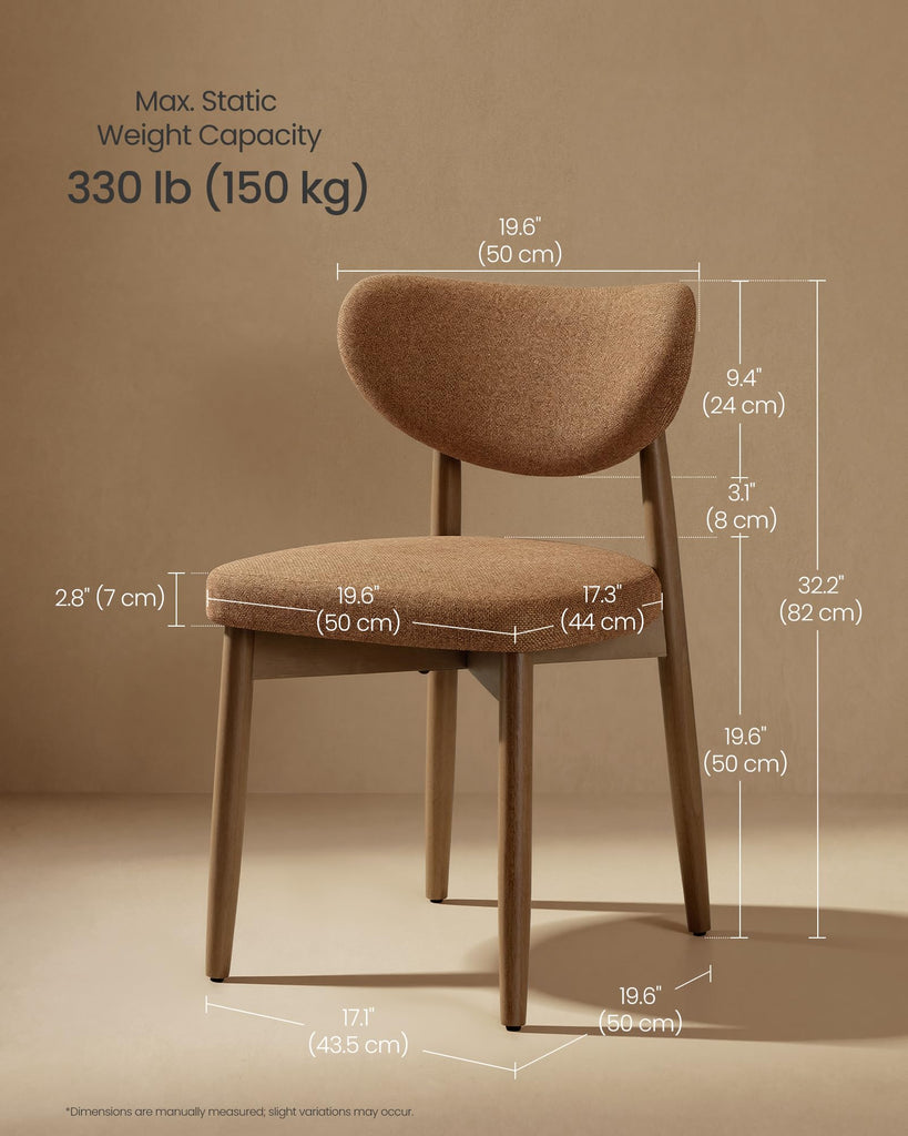 Wooden Dining Chairs Set of 2, Upholstered Kitchen Chairs