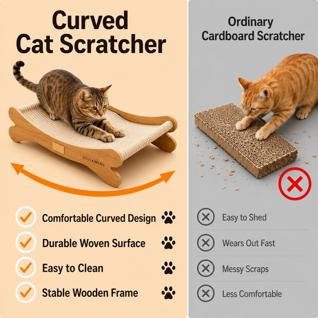 Wooden Cat Hammock Bed - Elevated Pet Lounger for Cats & Small Dogs, Sturdy Natural Wood Frame, Breathable Mesh