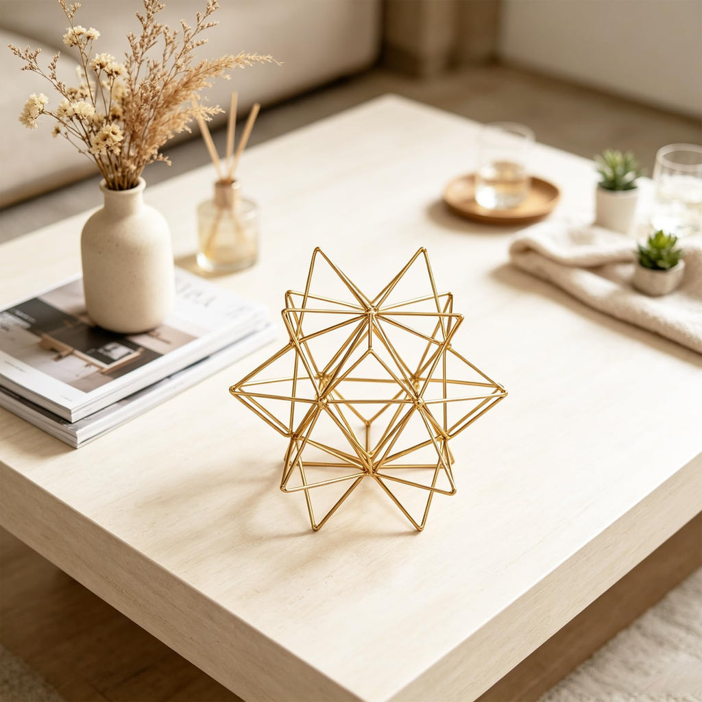 Gold Geometric Sphere Metal Tabletop Decor Sculpture