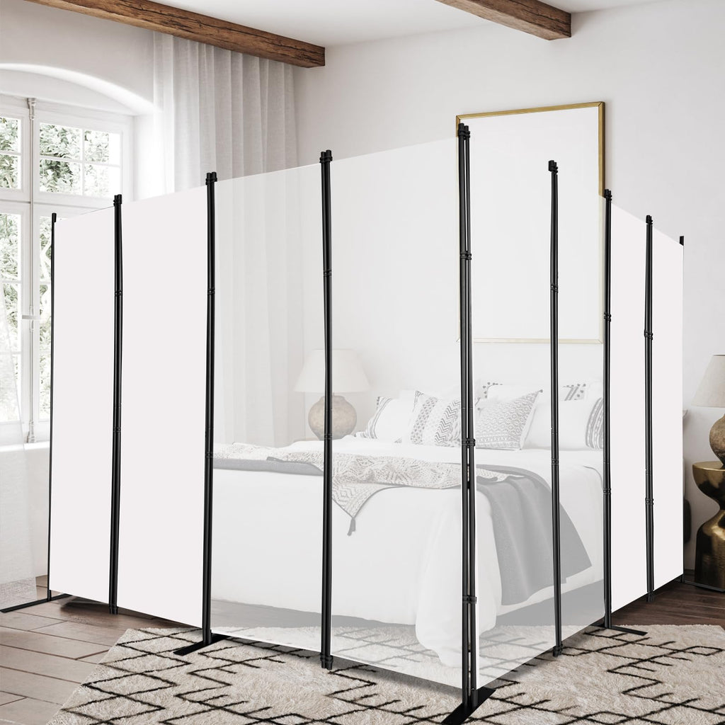 8 Panels White Room Divider Portable Privacy Screen 160" W X 72" H