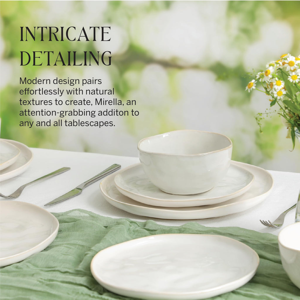 Lain Mirella 12-Piece Dinnerware Set Stoneware, Plates and Bowls Set, Dishwasher and Microwave Safe, Dish Set for 4
