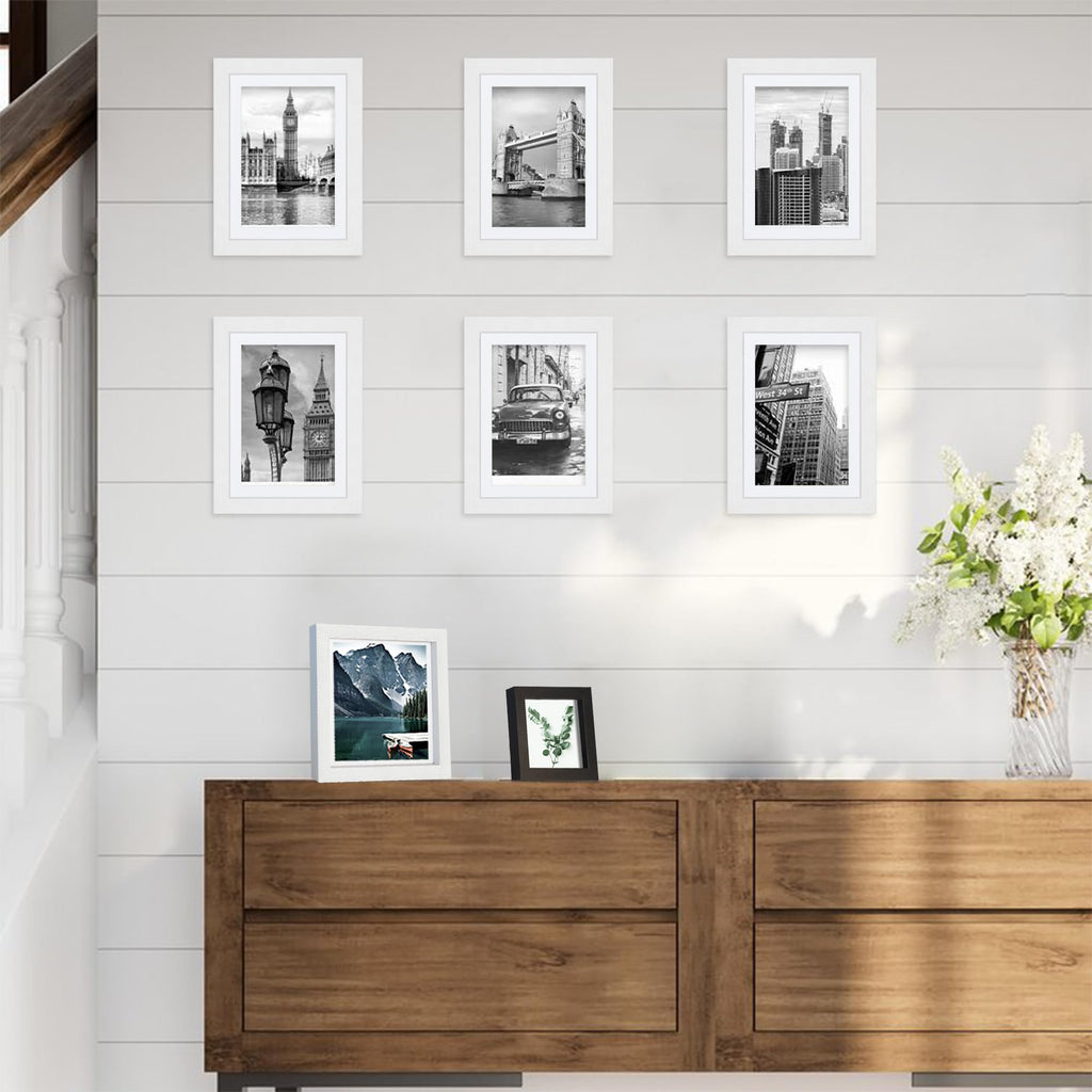 5x7 Picture Frames with Real Glass, 5 x 7 Wood Frame, 4x6 Mat