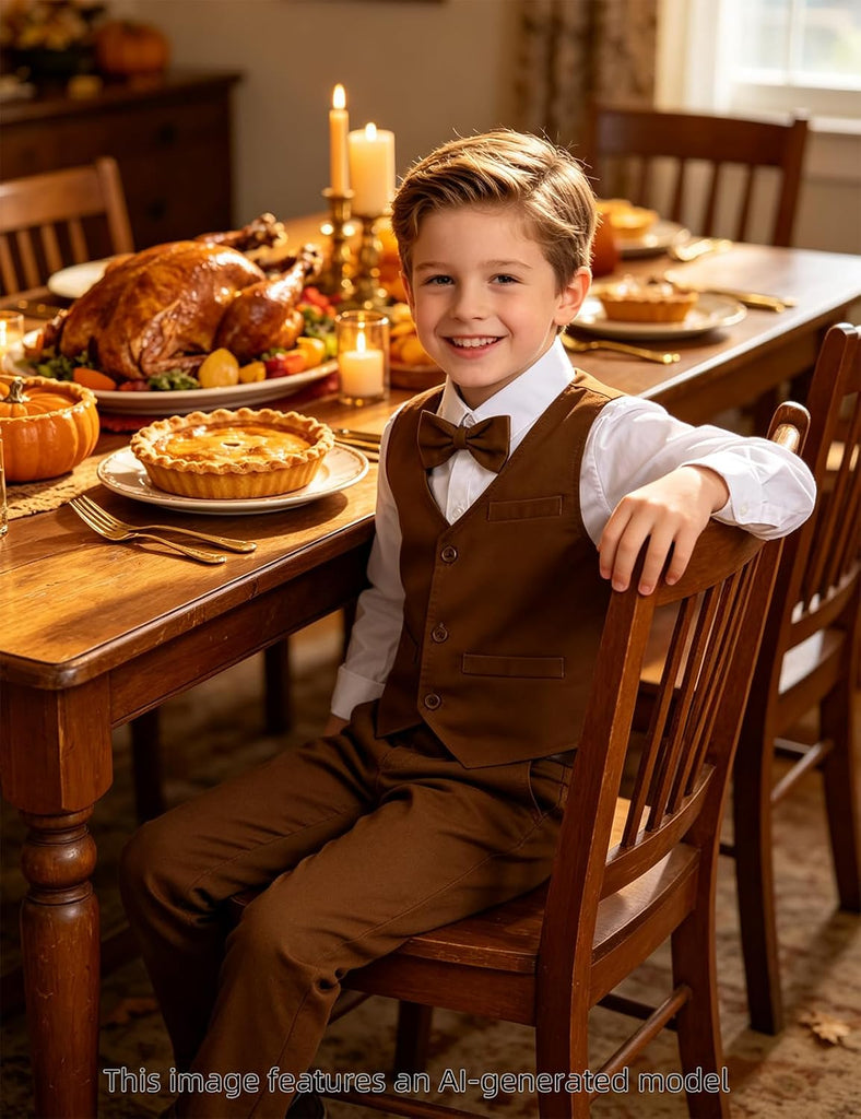 Toddler Boys Formal Clothes Suspender Outfit Dress Suit