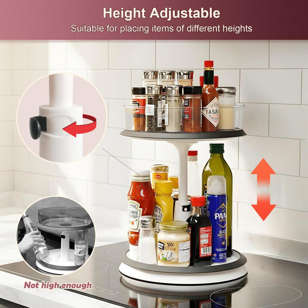 Lazy Susan Medicine Bottle Organizer for Cabinet 2 Tier Clear