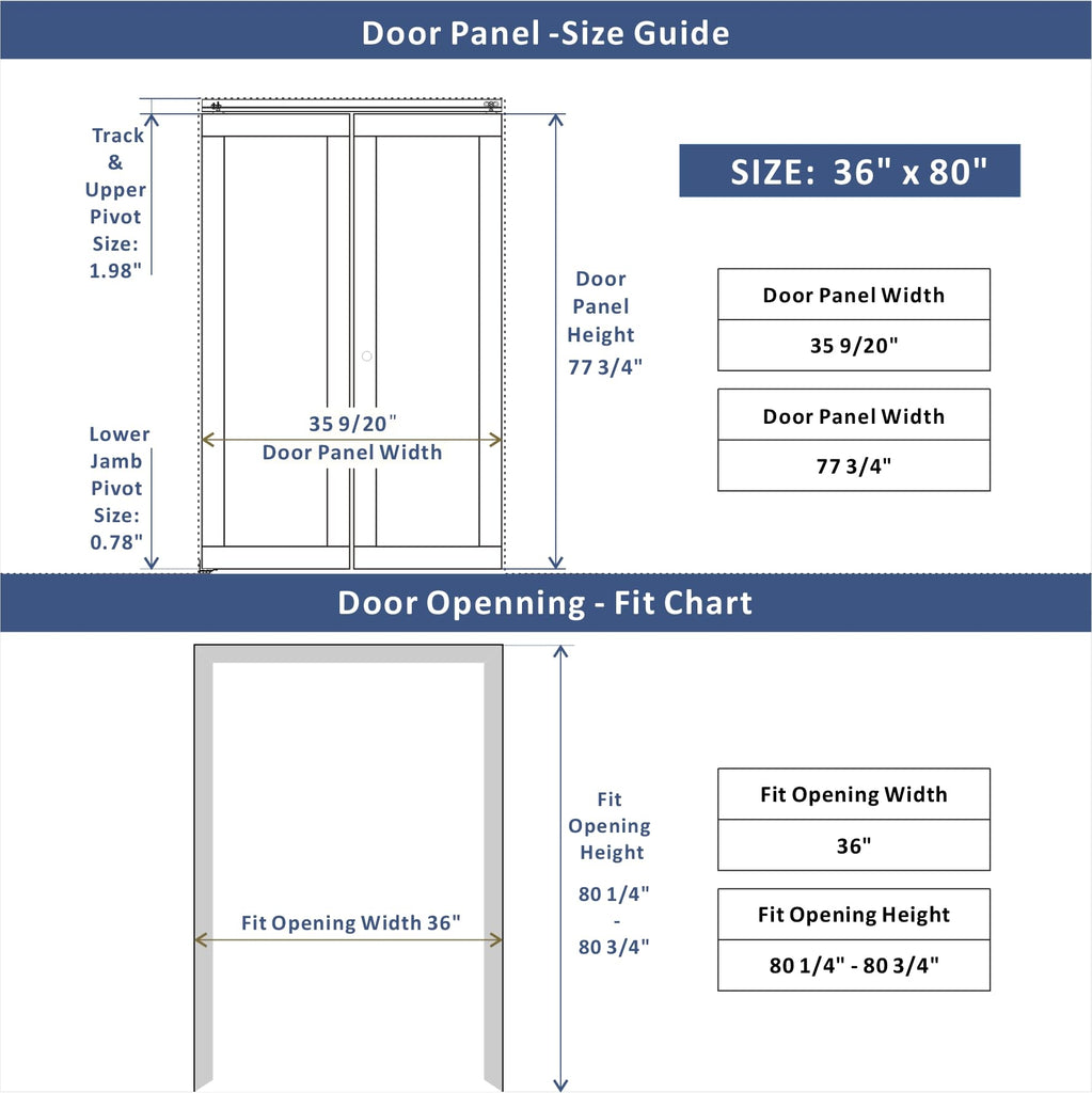 Bifold Doors, Full Lite Frosted Glass Panel Closet Door, Easy Installation, Folding Doors with Hardware Kits & Handle