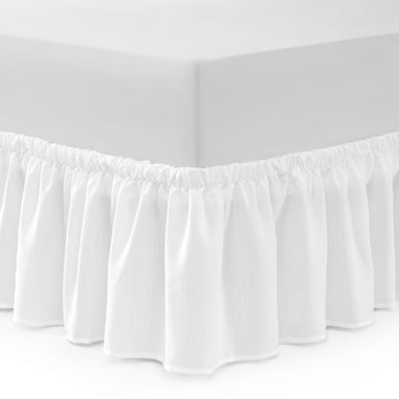 Cal King Bed Skirt, Ruffled Wrap-Around, 15" Drop, White