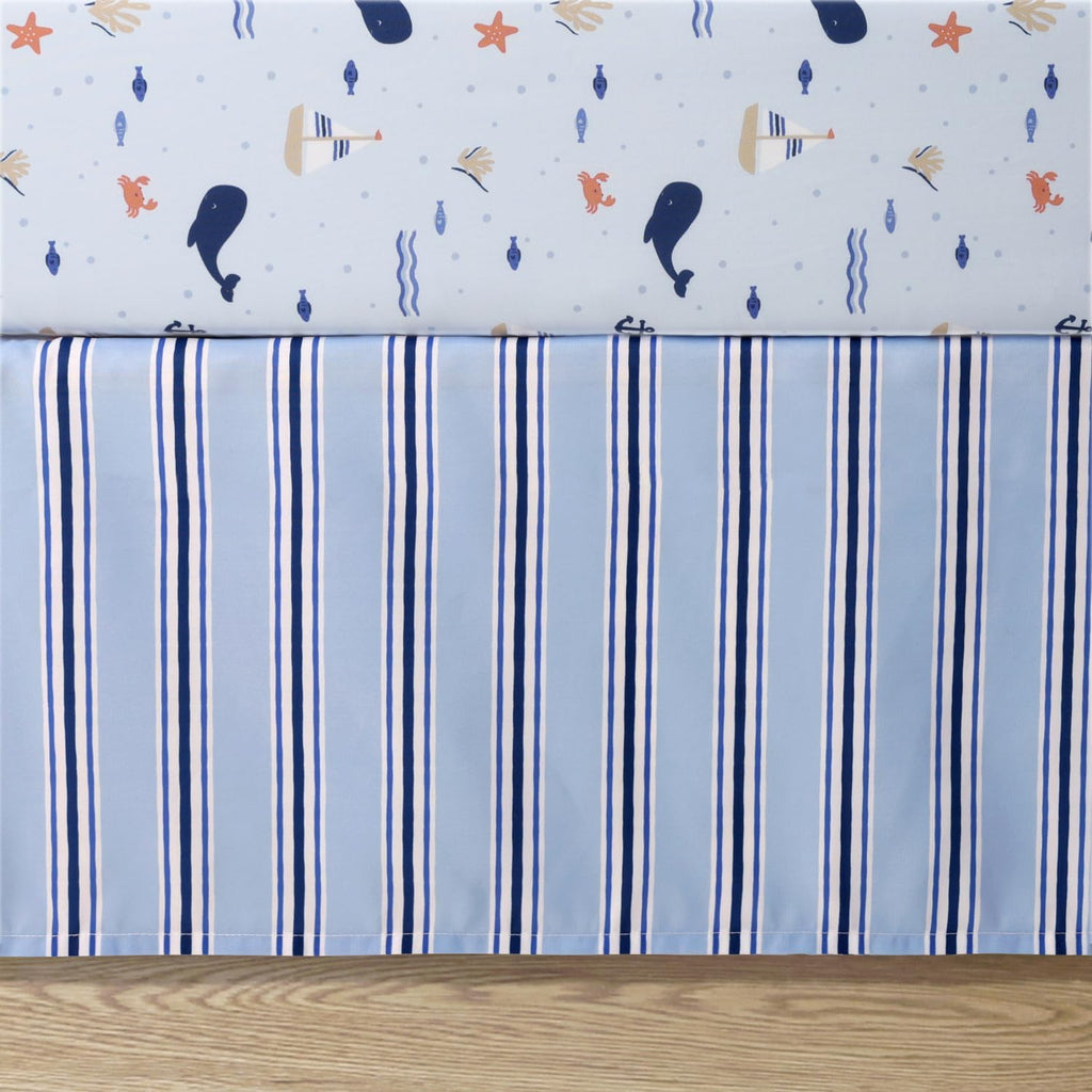 3 Piece Nautical Patch Baby Crib Bedding Set Boy, Baby Blanket Quilt, Fitted Crib Sheets for Boys, Navy & Blue
