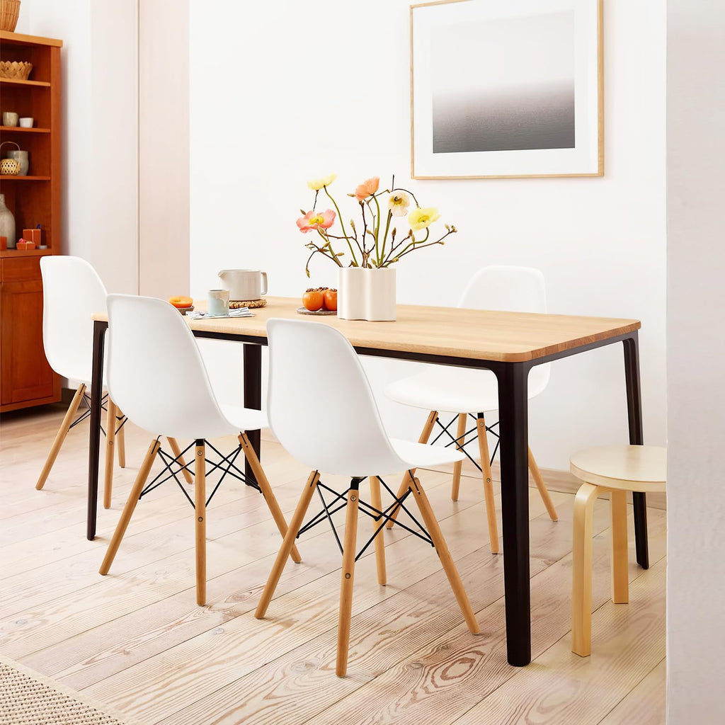 Inspired Eames Style Modern Dining Chair Mid Century Modern DSW, Indoor Plastic Shell Lounge Plastic Chairs Side Chairs Set of 4