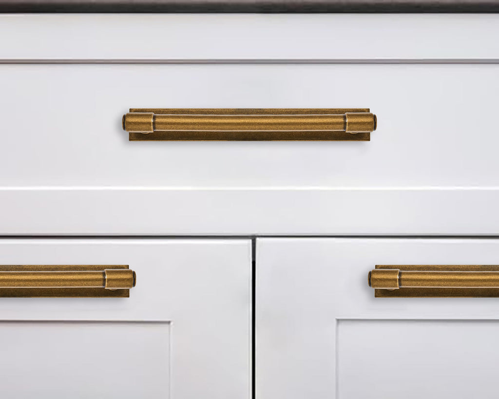 5 Pack 6 Inch(152 mm Center to Center Antique Brass Cabinet Pull Backplate with Base Plate Zinc Solid Vintage Kitchen