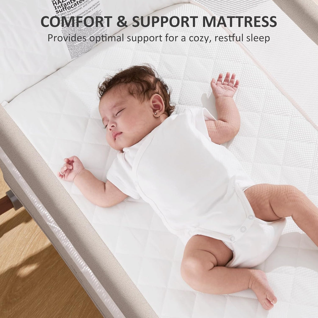 3 in 1 Baby Bassinet, Rocking Bassinet, Bedside Bassinet, 6-Height Adjustable, Bassinet Bedside Sleeper, Bedside