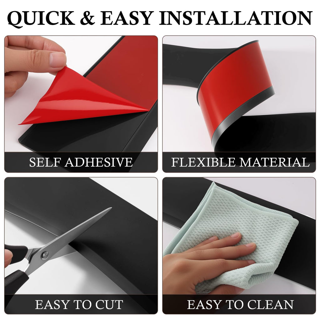 Peel and Stick Baseboard Trim 4" x 20 ft, Vinyl Baseboard Molding Black