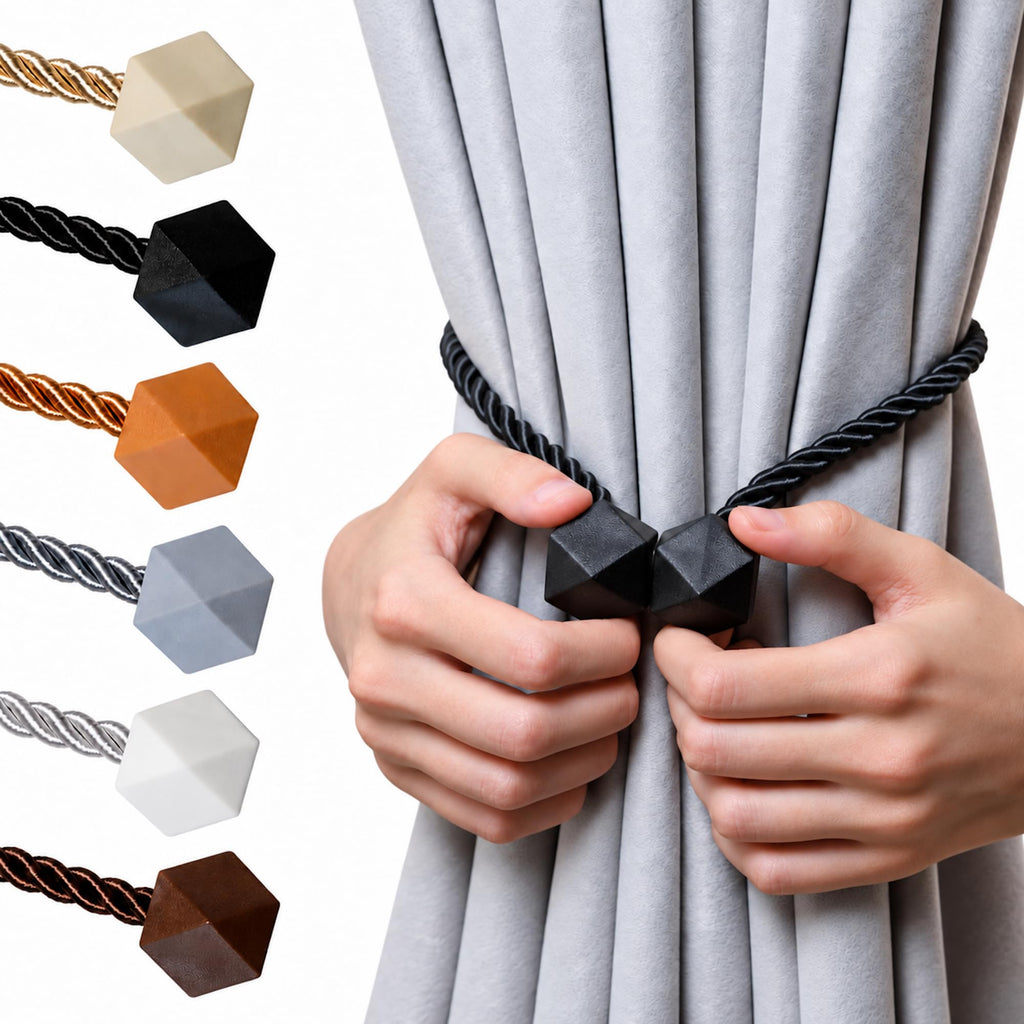 Magnetic Curtain Tiebacks, Curtain Ties, No-Drill Holdbacks (4 Pack)