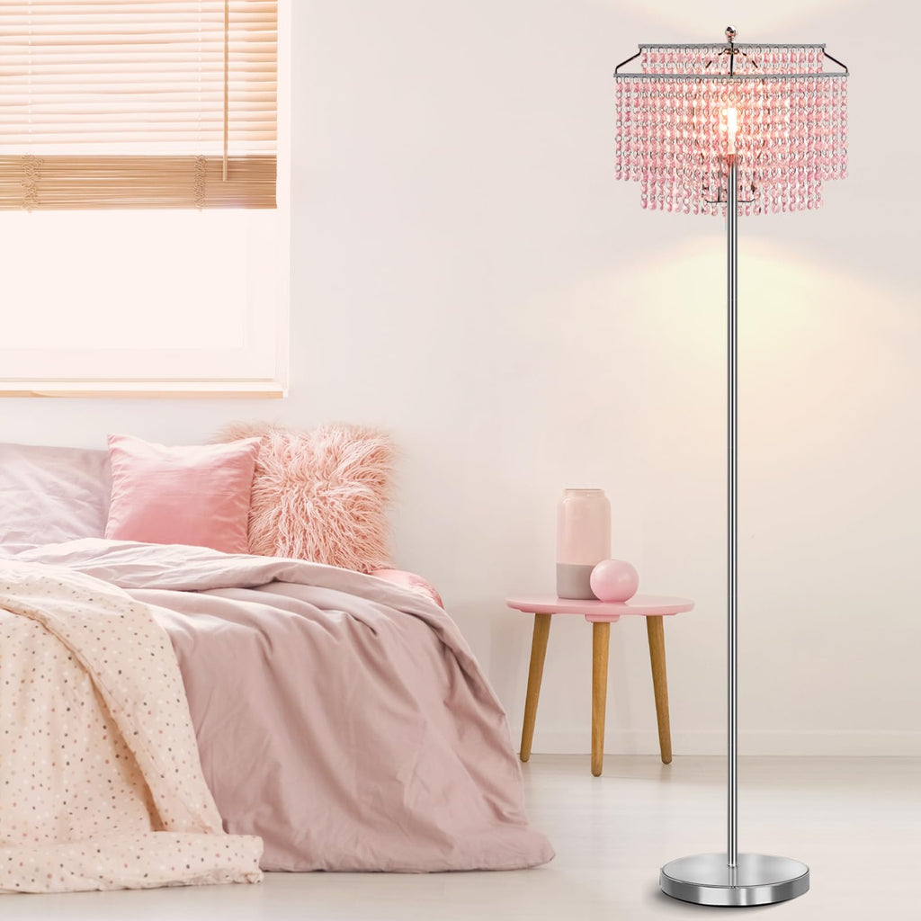 Pink Crystal Floor Lamp, 64" Tall Standing Lamps