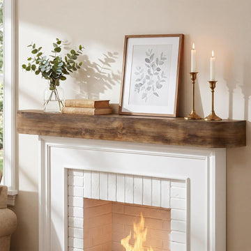 71-Inch, Wall-Mounted Mantles for Over Fireplace, Farmhouse Wood Floating Mantel Shelves for Wall, Living Room