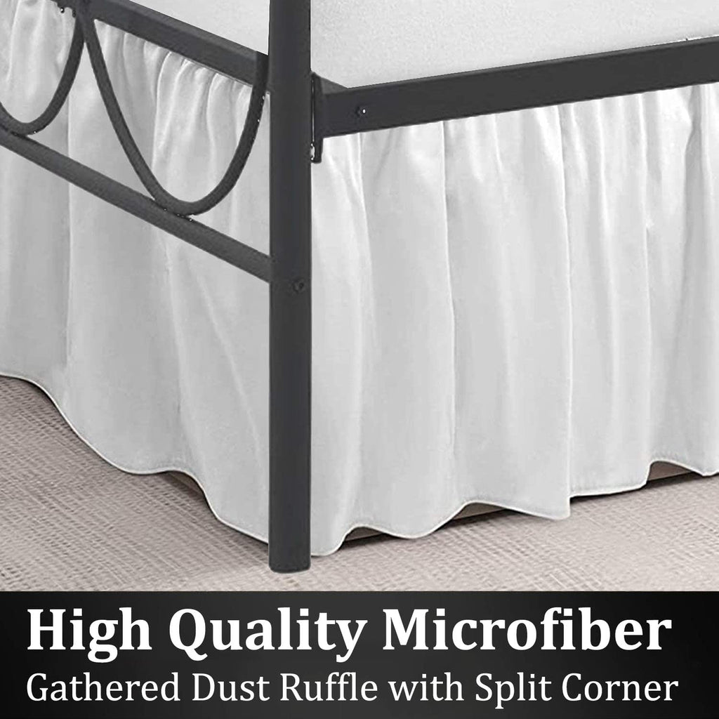 Twin Ruffled Bed Skirt, Split Corners, 16" Drop, White