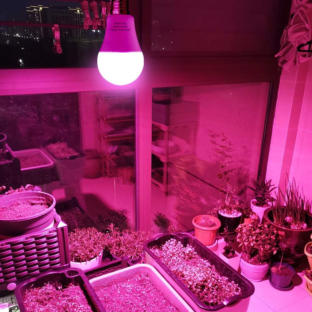 6 Pack LED Indoor Plant Grow Light Bulb A19 Bulb, Full Spectrum Plant Light Bulb, 9W E26 Grow Bulb Replace up to