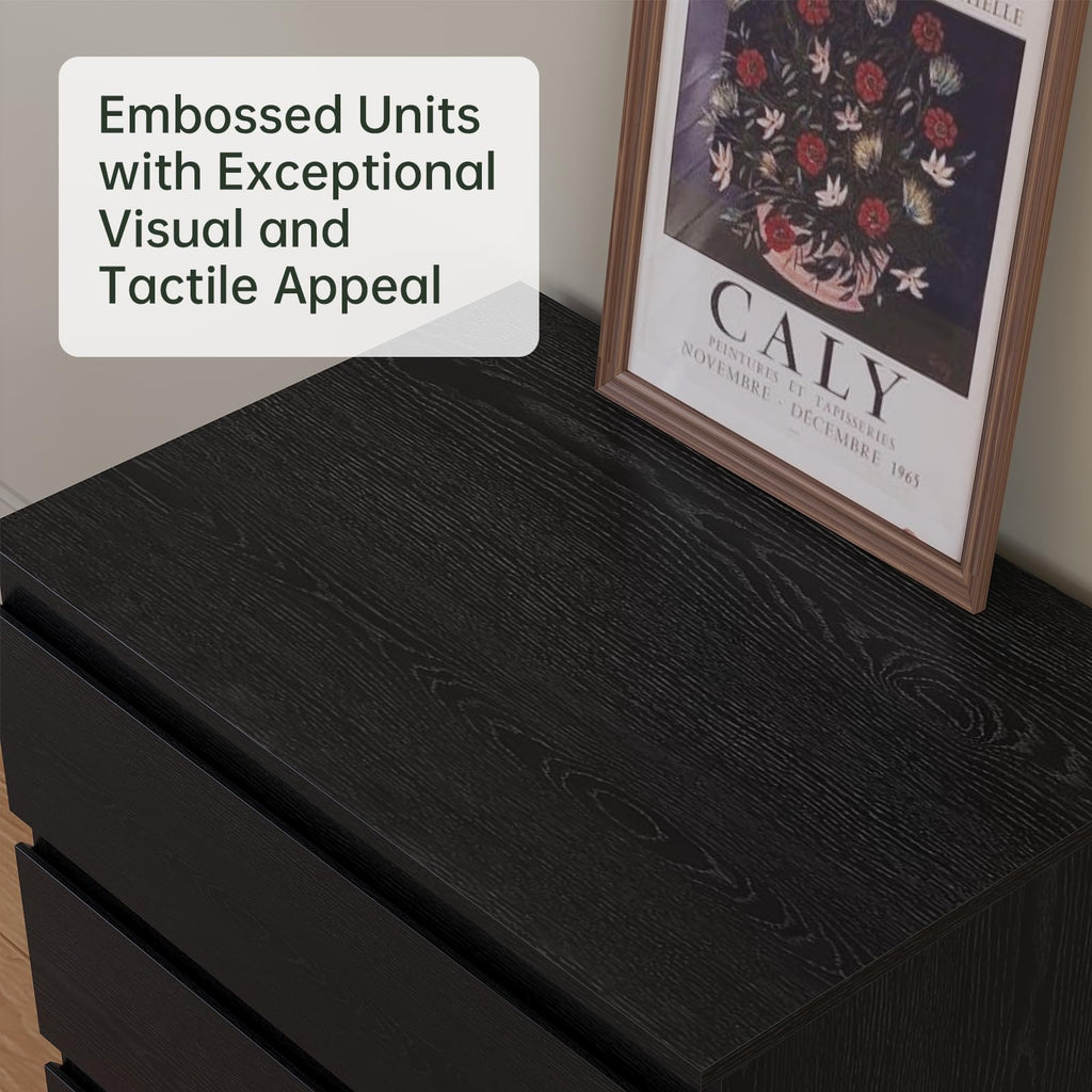 Black 3 Drawer Dresser Wood Clothes Storage