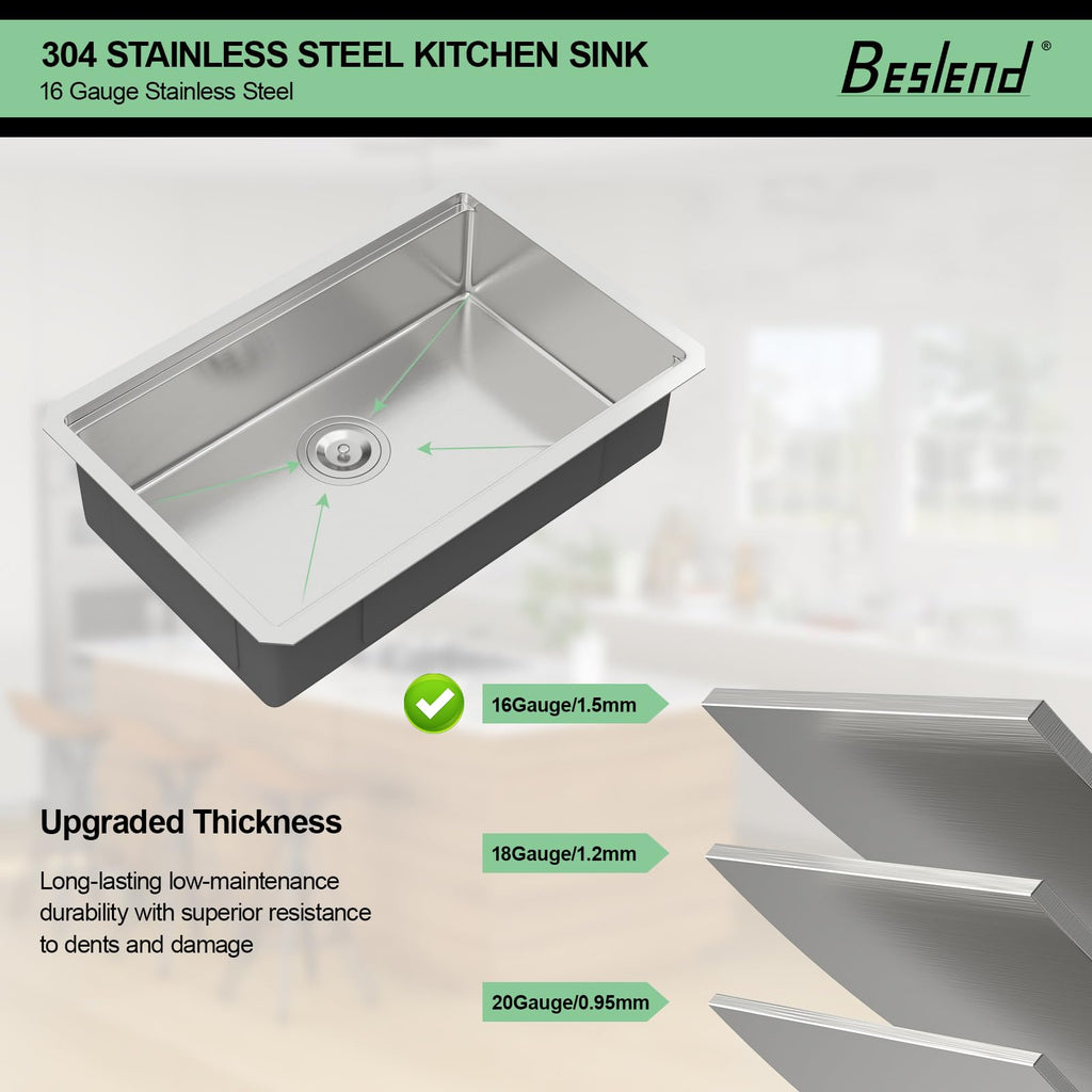 27 Inch ADA Undermount Workstation Kitchen Sink