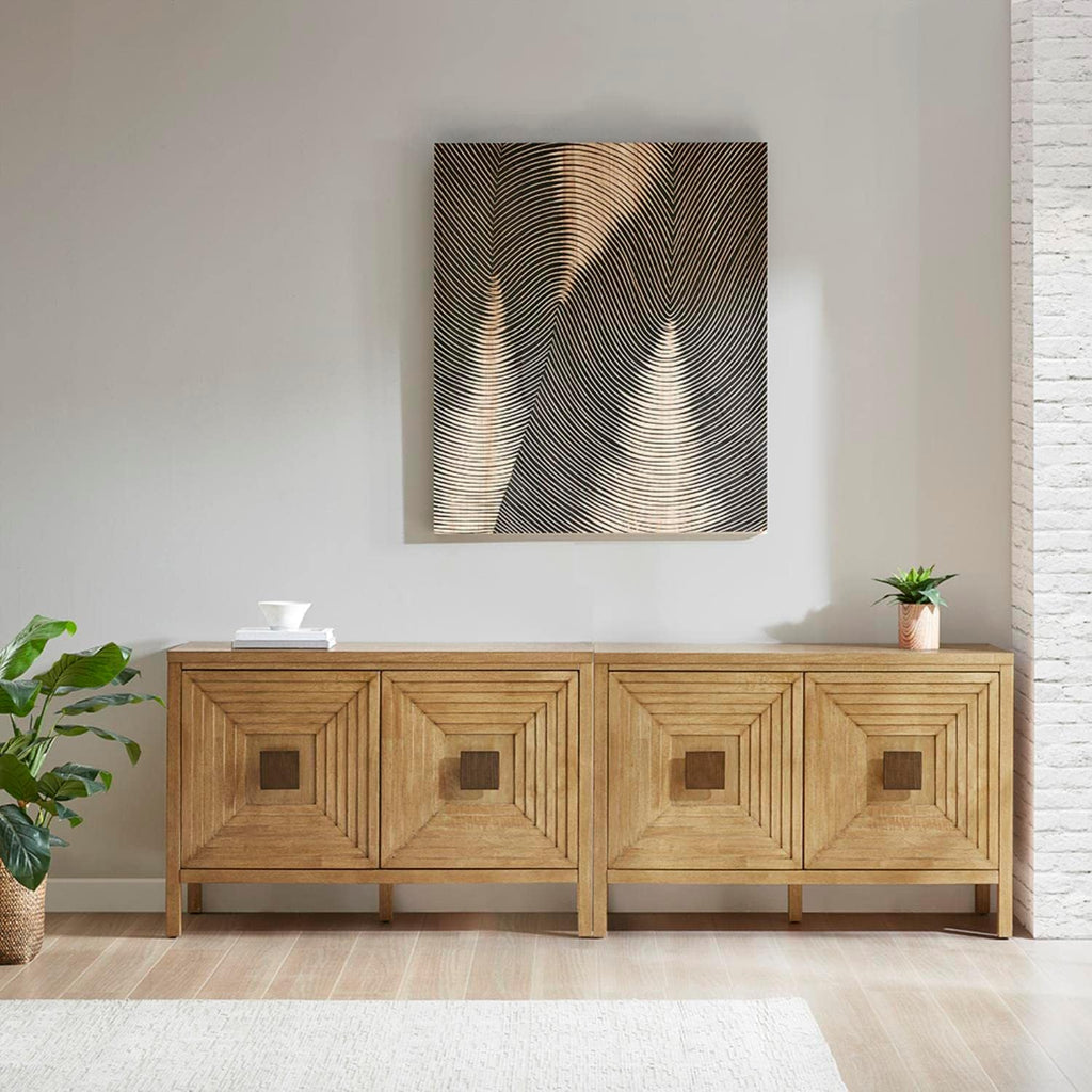 Paige Accent Storage Cabinet Accent Chest with 2 Adjustable Shelves, Solid Wood Legs with Levelers, Chic Geometric